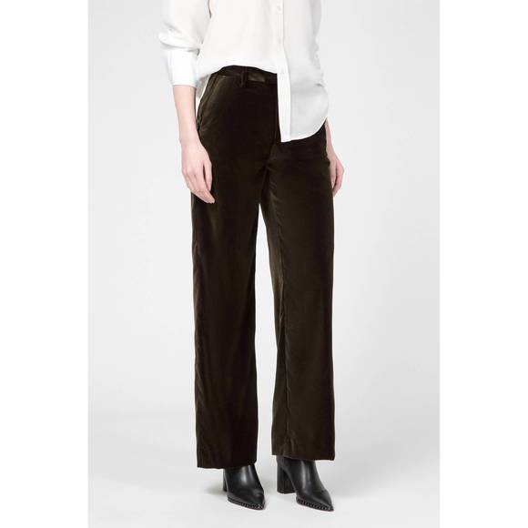 NEW CLOSED velvet trouser pants in dark green - Picture 1 of 3